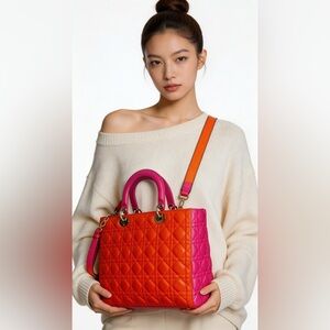 Preloved Christian Dior Cannage Quilted Tote bag in Lambskin Leather, Large